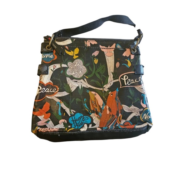 Sakroots Crossbody Bag Colorful Bird Nature Peace Happy Art Print - Picture 2 of 6